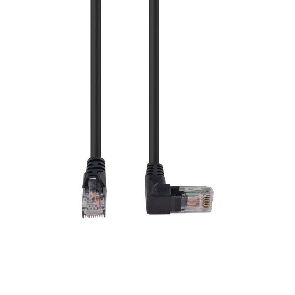 Picture of 1.5m Cat6 Black UTP Right Angled Patch Lead T568A 250MHz 24AWG Unshielded Plug.