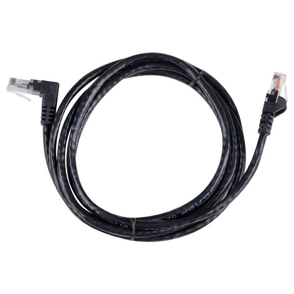 Picture of 1.5m Cat6 Black UTP Right Angled Patch Lead T568A 250MHz 24AWG Unshielded Plug.