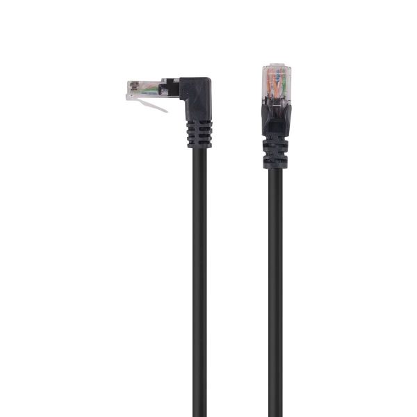 Picture of Cat6 Black UTP Right Angled Patch Lead T568A 250MHz 24AWG Unshielded Plug.