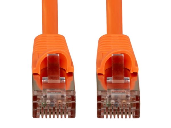 Picture of 0.Cat6A S/FTP Orange 10G Patch Lead 26AWG 500MHz Shielded Plug. Cat6 Augmented