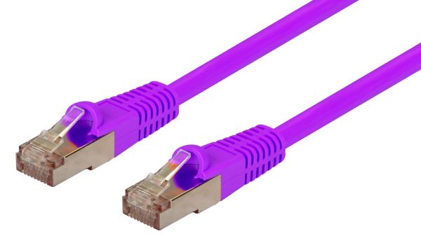 Picture of 0.Cat6A S/FTP Purple 10G Patch Lead 26AWG 500MHz Shielded Plug. Cat6 Augmented