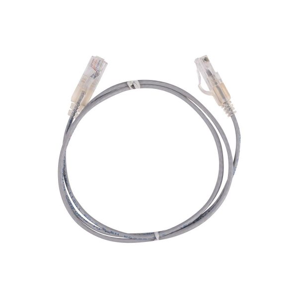 Picture of 1m Cat6A 10G Grey UTP LSZH Patch Lead 30AWG 802.3af Unshielded Plug.