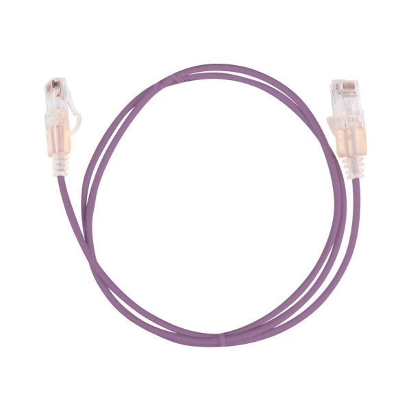 Picture of 2m Cat6A 10G Purple UTP LSZH Patch Lead 30AWG 802.3af Unshielded Plug.