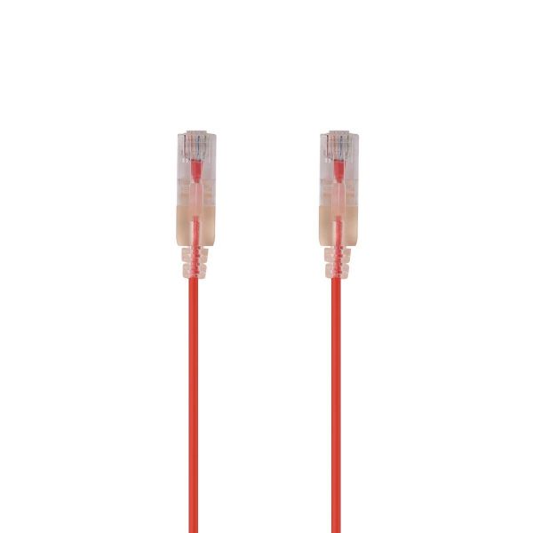 Picture of 1m Cat6A 10G Red UTP LSZH Patch Lead 30AWG 802.3af Unshielded Plug.