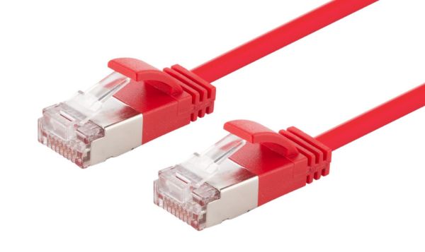 Picture of 3m Cat6A S/FTP Red 10G Patch Lead 34AWG 8023af Shielded Plug.