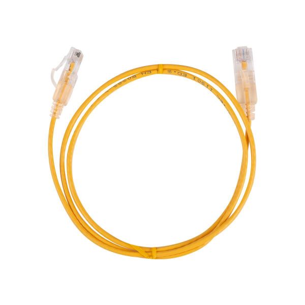 Picture of Cat6A 10G Yellow UTP LSZH Patch Lead 30AWG 802.3af Unshielded Plug.