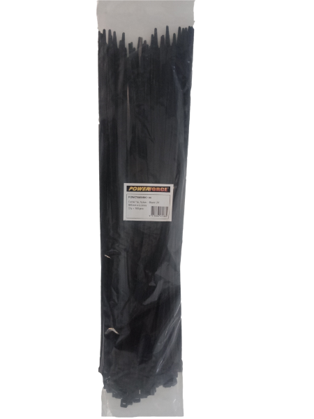 Picture of 9 x 685mm Black UV Cable Ties Ties Pack of 100 80kgs Tensile Strength