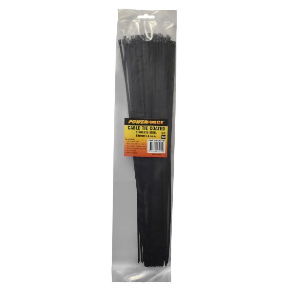 Picture of 4.6 x 520mm 316L Stainless Steel Cable Ties Pack of 100 667N/68kgs Tensile Strength