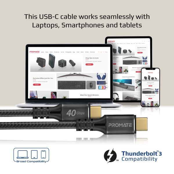Picture of 1M USB-C to USB-C Cable. Supports Thunderbolt 3 240W Super Speed Fast Charging