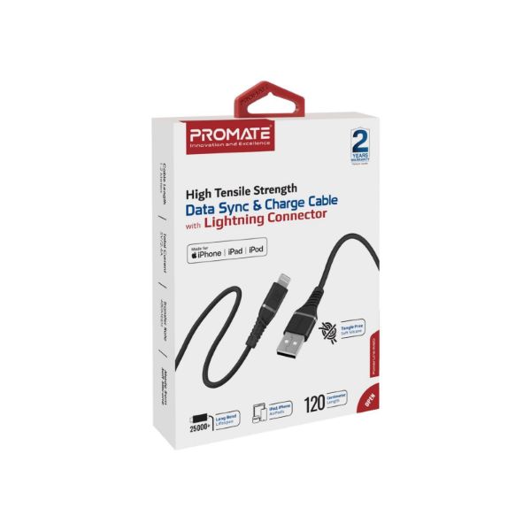 Picture of 1.2m MFI Certified USB-A to Lightning Data & Charge Cable Black