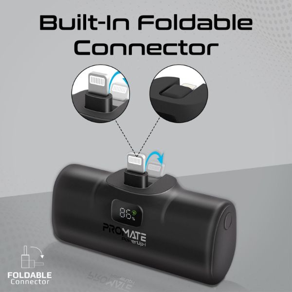 Picture of 5000mAh Ultra Compact 20W Power Bank Built-in Lightning Foldable Connector. Kick Stand