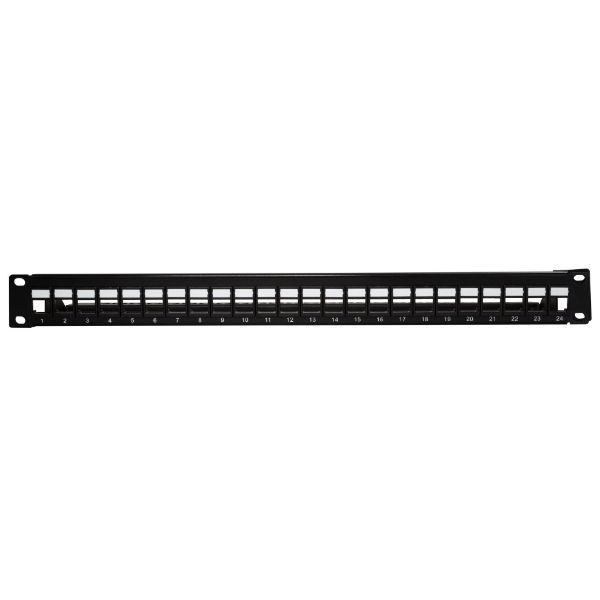 Picture of Cat6A 180 Unshielded Keystone Patch Panel 24 Port w/ Cable Management 1U