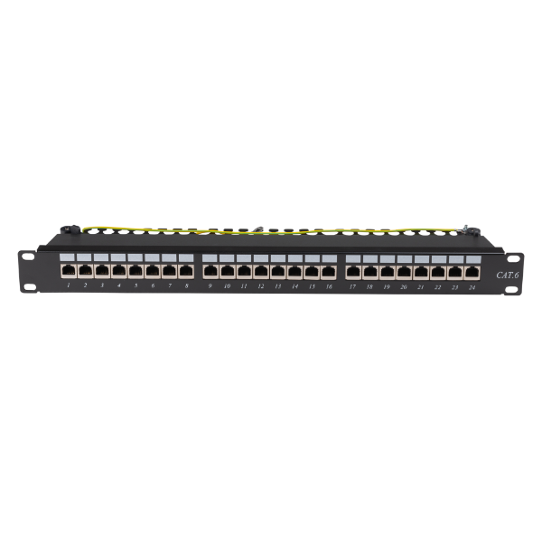 Picture of 19'' Cat6 24-Port RJ45 1U Shielded Patch Panel. Easy Field Label System & Port