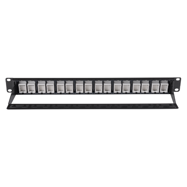 Picture of 16 Port Unloaded Patch Panel Shuttered Keystone Inserts 1RU