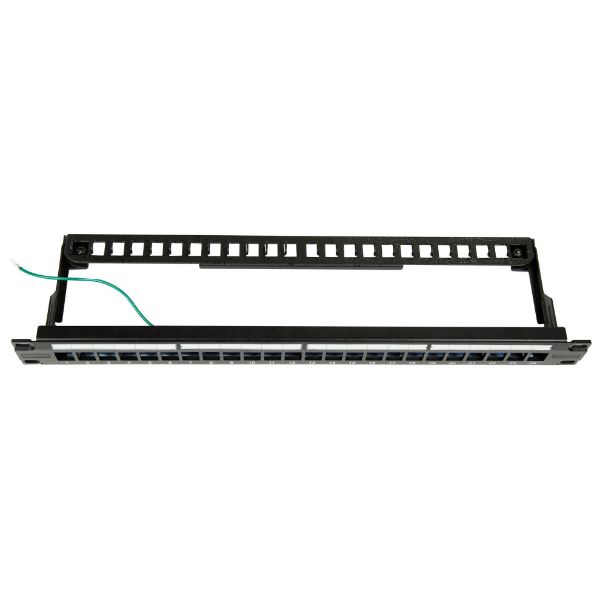 Picture of 24 Port 19'' 1RU STP / UTP Unloaded Keystone Patch Panel w/ Rear Cable Management