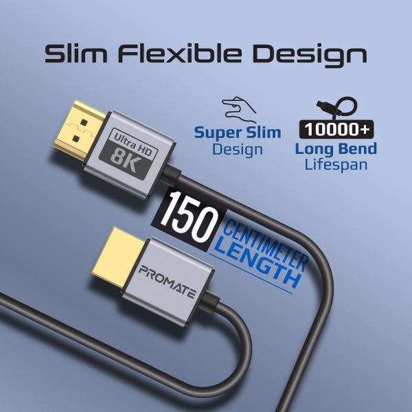 Picture of 1.5M HDMI 2.1 Ultra HD Super Slim Audio Video Cable Supports up to 8K@60Hz