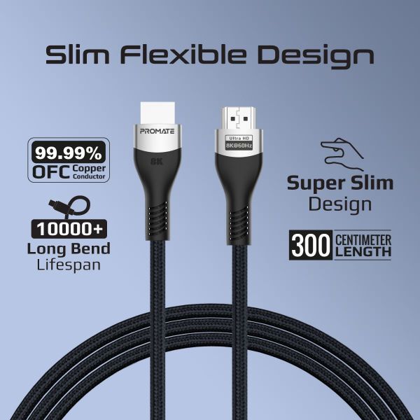 Picture of 3m Super Slim Audio Video Cable. Supports up to 8K@60Hz