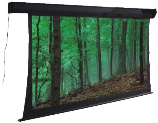Picture of 108'' Deluxe Tab-tensioned Electric Projector Screen Matt white fibreglass screen. Black