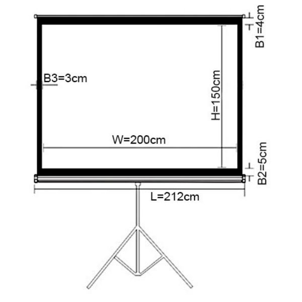 Picture of 100'' Projector Screen w/ Tripod 4:3 Aspect Ratio 2m x 1.5m (WxH).