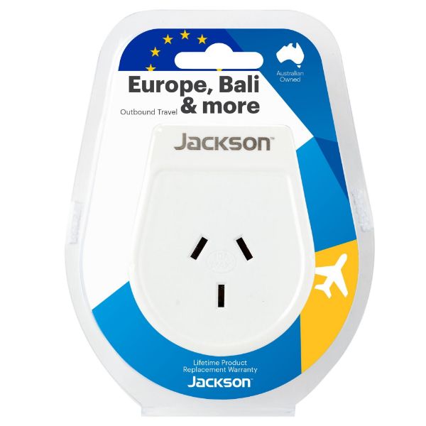 Picture of Slim Outbound Travel Adaptor for use in Europe/Bali 3-Pin NZ/AUS Plugs.