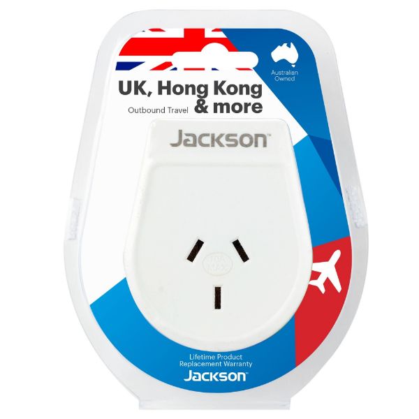 Picture of Slim Outbound Travel Adaptor for use in UK/Hong Kong 3-Pin NZ/AUS Plugs.