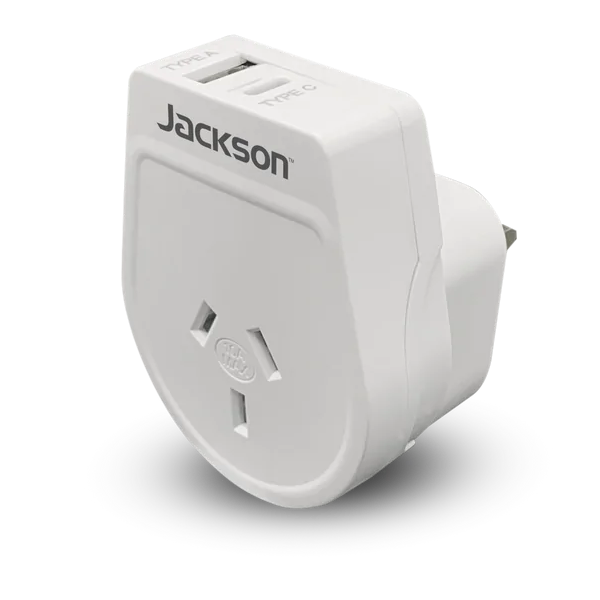 Picture of Slim Outbound Travel Adaptor 1x USB-A & 1x USB-C (2.1A) Charging Ports.