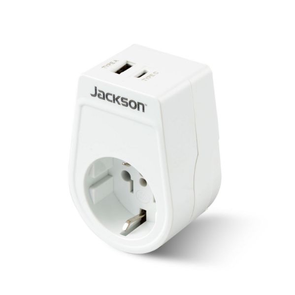 Picture of Slim Inbound Travel Adaptor 1x USB-A & 1x USB-C (2.1A) Charging Ports.