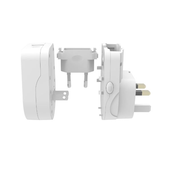 Picture of Outbound Travel Adaptor with USB-A/C. Converts 2-Pin NZ/AUS Plugs for Use in More than 150