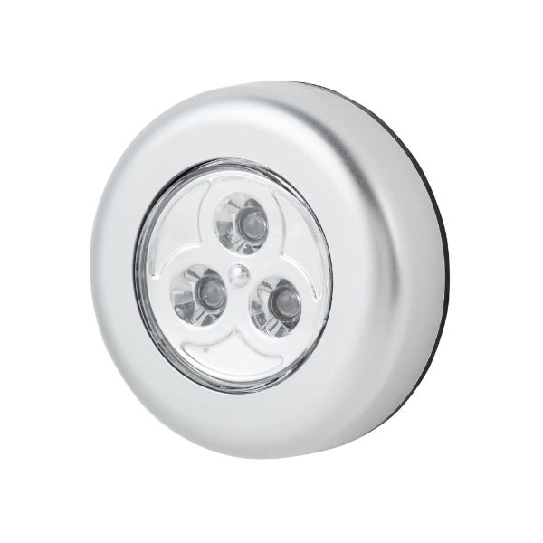 Picture of Triple Pack LED Push Light. 3 x AAA Batteries per Light Includes Peel & Stick