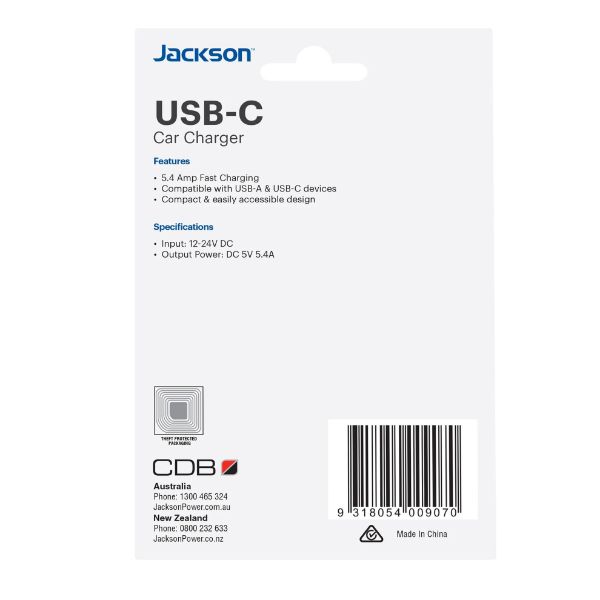 Picture of 5.4A Dual Port In-Car Phone Charger w/ 1x USB-A & 1x USB-C Ports. Fast Charge 2 Devices