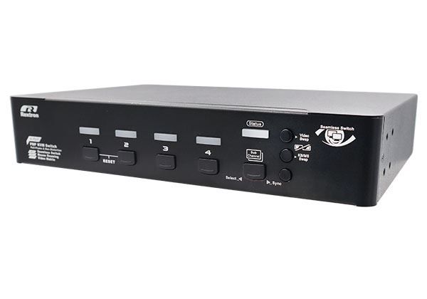 Picture of 4-Port Seamless True 4K KVM Switch Video Matrix PbP Mode MbM Mode USB 3.2 Serieal