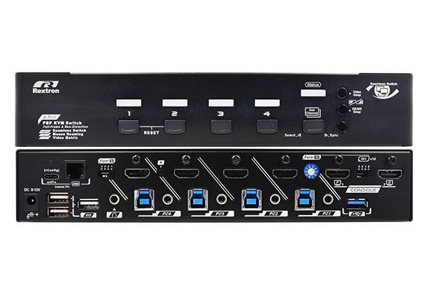 Picture of 4-Port Seamless True 4K KVM Switch Video Matrix PbP Mode MbM Mode USB 3.2 Serieal