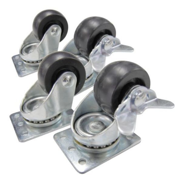 Picture of 4pk Cabinet Castor Wheels. 2.5'' fits RSR & RST cabinets 2x wheels w/ brakes