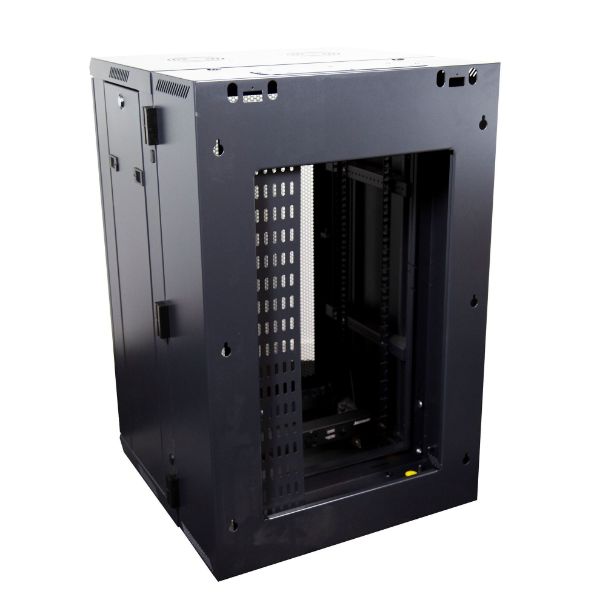 Picture of 18RU 600mm Deep Univer Swing Wall Mount Cabinet 200mm Removable Backmount. Supplied