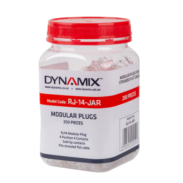 Picture of RJ14 Plug 200pc Jar 4P4C Modular Plug 6 micron