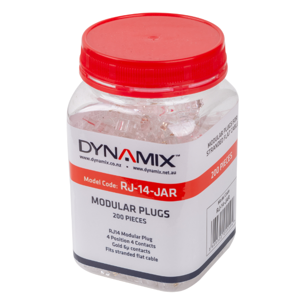 Picture of RJ14 Plug 200pc Jar 4P4C Modular Plug 6 micron