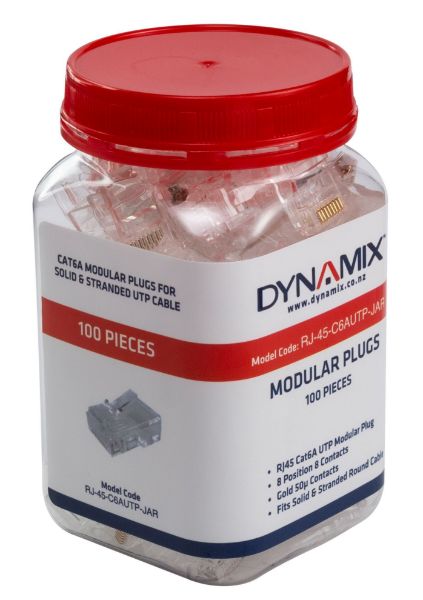 Picture of Cat6/6A UTP RJ45 Plug Solid & Stranded Cable 100 Piece Jar