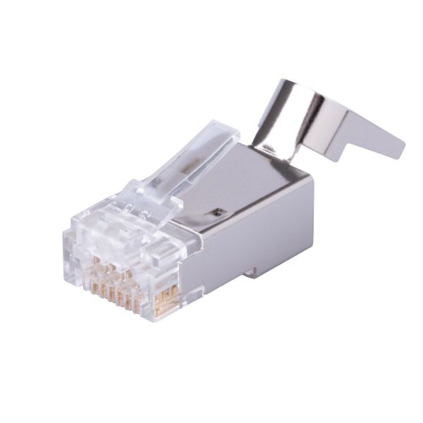 Picture of Cat6/6A STP External Ground Push Through Plug 20pc Pack 2pc with Insert Solid/Stranded