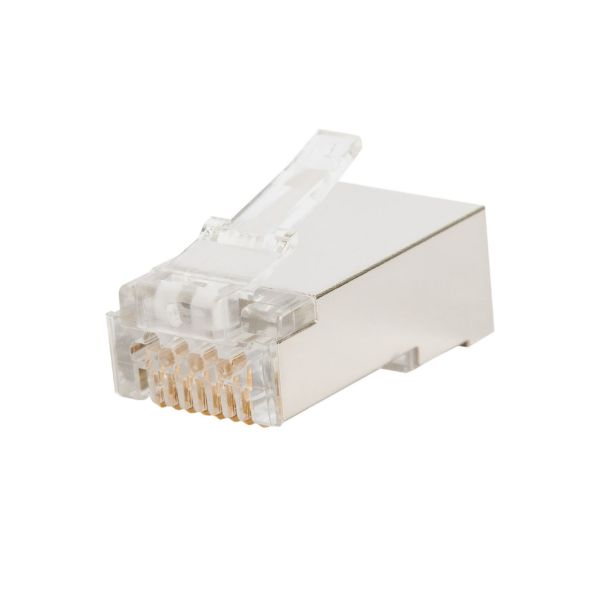 Picture of Cat6 STP Internal Ground Push Through Plug 100pc Jar. Solid/Stranded