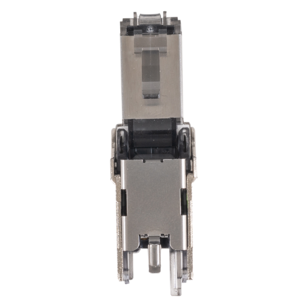 Picture of RJ45 STP Cat6A 10G Tooless Flexible Plug. Works w/ both Solid & Stranded Conductors