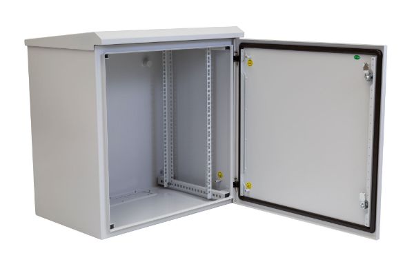 Picture of 12RU Outdoor Wall Mount Cabinet 611x425x640mm (WxDxH). IP65 Rated Lockable Front Door