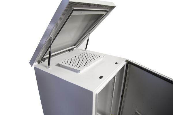 Picture of 12RU Vented Outdoor Wall Mount Cabinet. Dims 611x 425x640. IP45 rated. Lockable