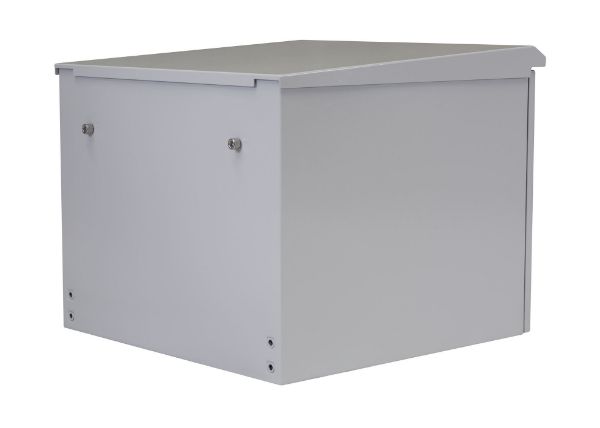 Picture of 9RU Outdoor Wall Mount Cabinet External Dims 611x525x515. IP65 Rated Lockable Front Door