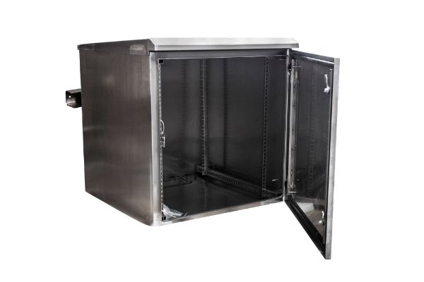Picture of 12RU Stainless Outdoor Wall Cabinet 611x425x640mm (WxDxH). Stainless Steel Construction