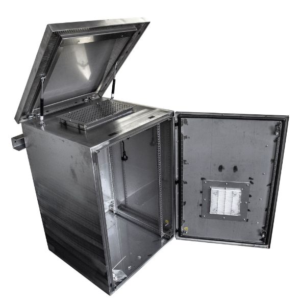 Picture of 18RU Stainless Vented Outdoor Wall Mount Cabinet (611x625x915mm). Stainless