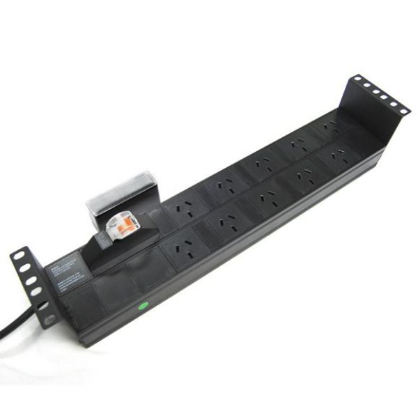 Picture of 10 Outlet 2RU Horizontal Power Rail (10A) w/ 6kVa C-Curve MCB Circuit Breaker