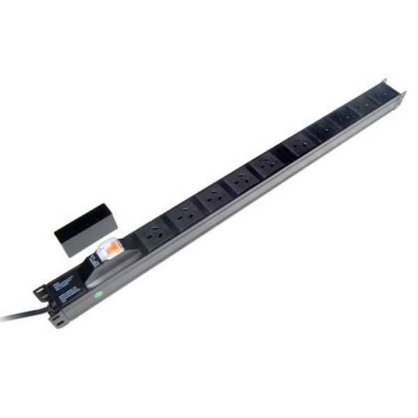 Picture of 10 Outlet Vertical Power Rail (10A) w/ 6kVa C-Curve MCB Commercial Installations ONLY