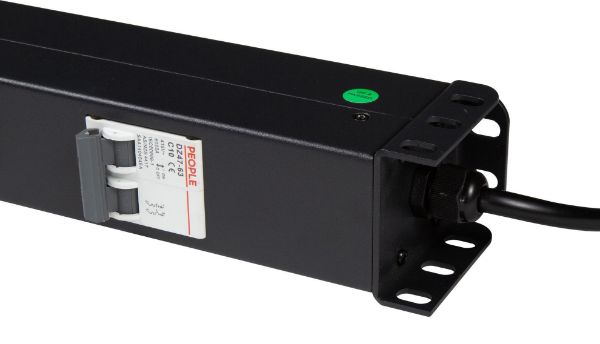 Picture of 10 Outlet Vertical Power Rail (8x 10A IEC C13 & 2x 16A IEC C19). 6KA C-Curve Circuit
