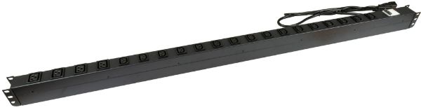 Picture of 20 Outlet Vertical Power Rail (16x 10A IEC C13 & 4x 16A IEC C19). w/ 6KA C-Curve Circuit