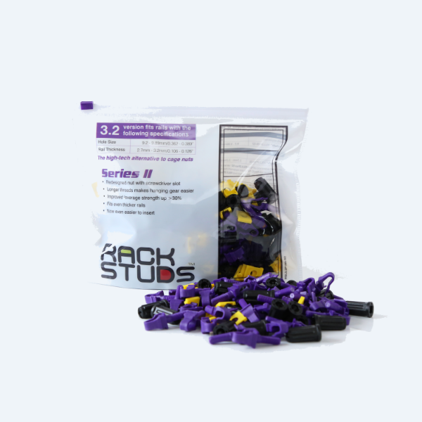 Picture of Series II 100-pack Purple Smart Rack Mounting System. Replacement for Cage Nuts